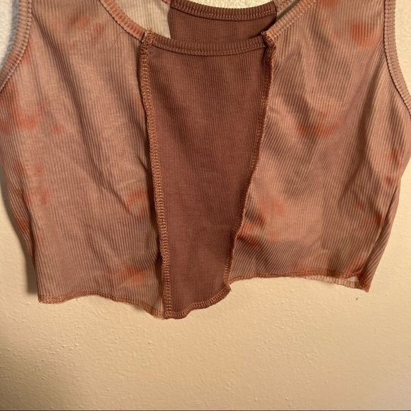 Cropped Ribbed Tank Top Mauve Pink Tie Dye - Picture 4 of 7